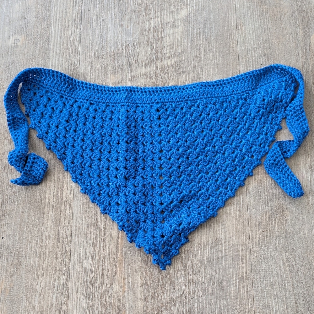 Handmade Blue Crochet Bandana